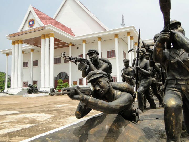 Pathet Lao statues at War Museum in Vientiane.